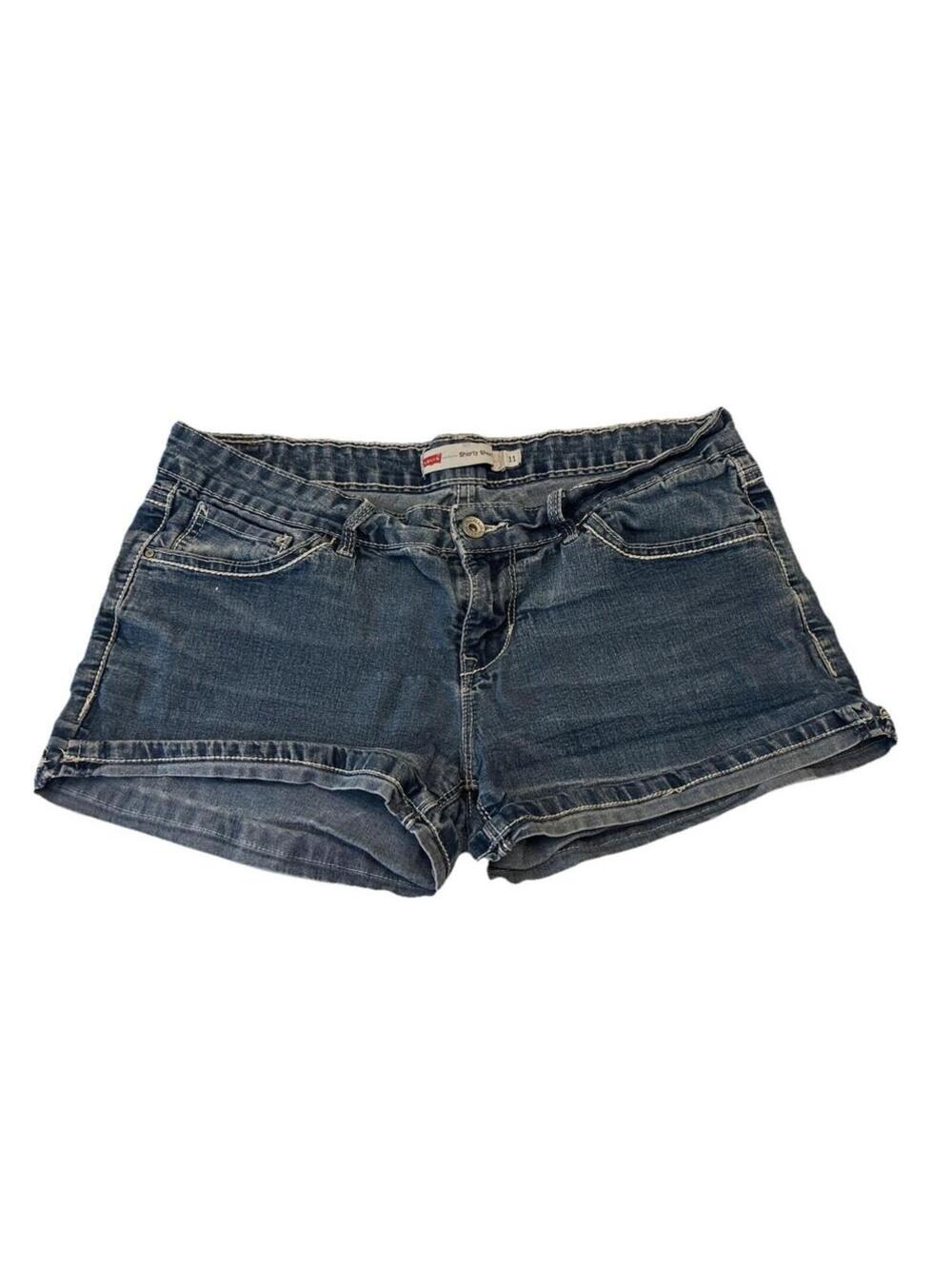 Women’s Levi Shorty Short Medium Washed Cuffed Denim Jean Shorts Size 11